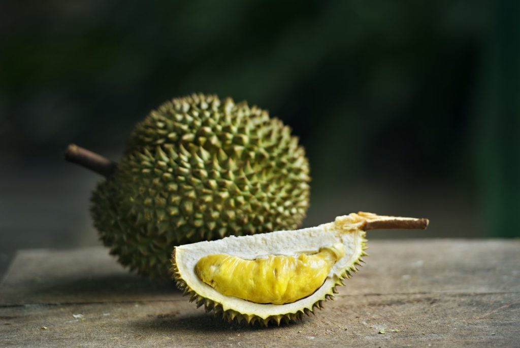 yellow durian on table