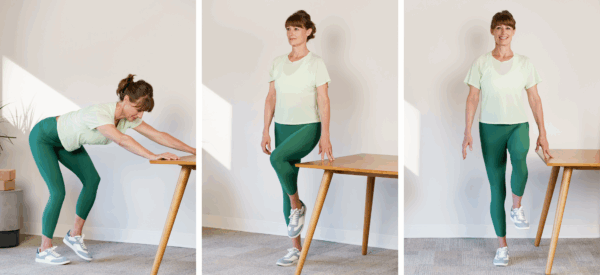 woman demonstrating a leg exercise