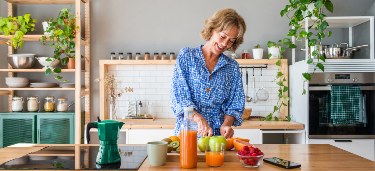 Woman chopping food up
