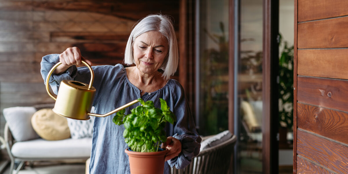 woman watering plants