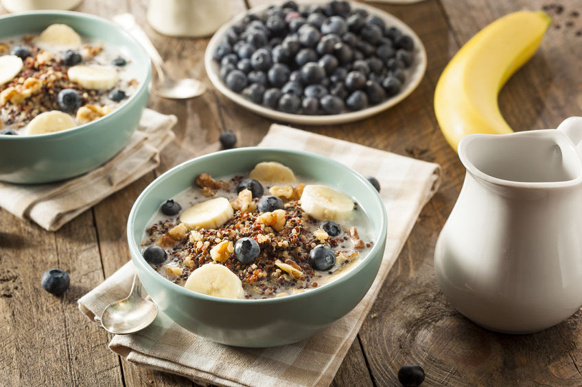 Organic high fiber breakfast quinoa blueberry banana