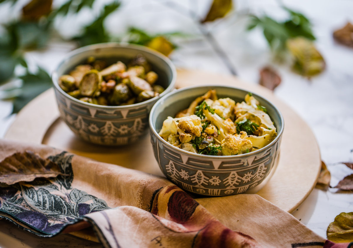 side angle of thanksgiving side dishes