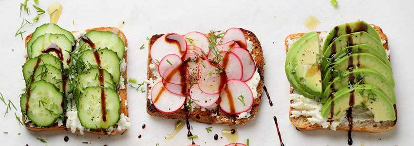 cucumber, radish and avocado toast