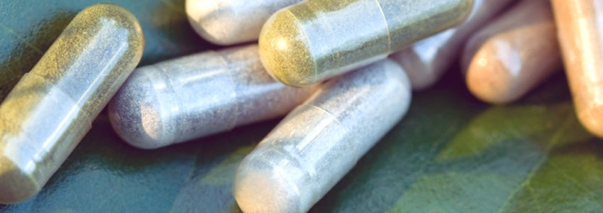 Supplement capsule zoomed in