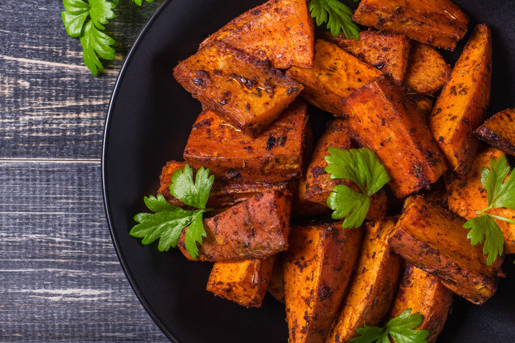 Sweet potato chunks with spices