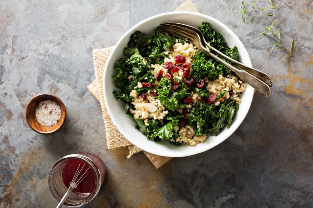 Kale Salad with cranberries and dressing